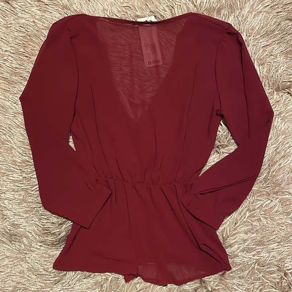 NWT Boohoo Tall Wrap Peplum Long‎ Sleeve Blouse - Picture 7 of 7